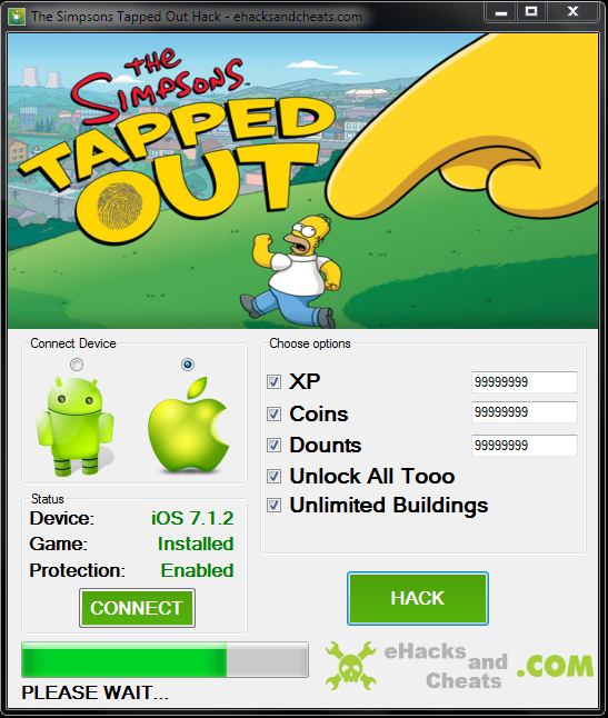 simpsons tapped out hack form